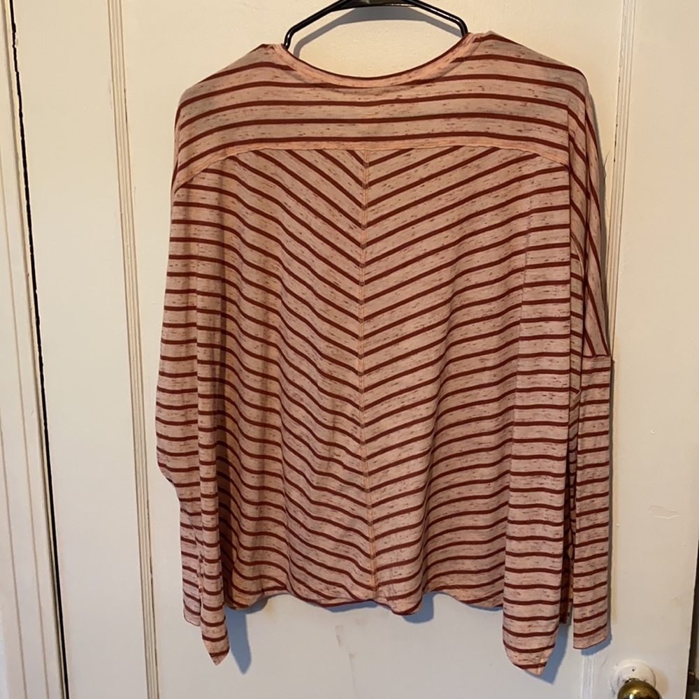 We The Free Free People striped heathered long sleeve top swoop neck - Picture 3 of 7